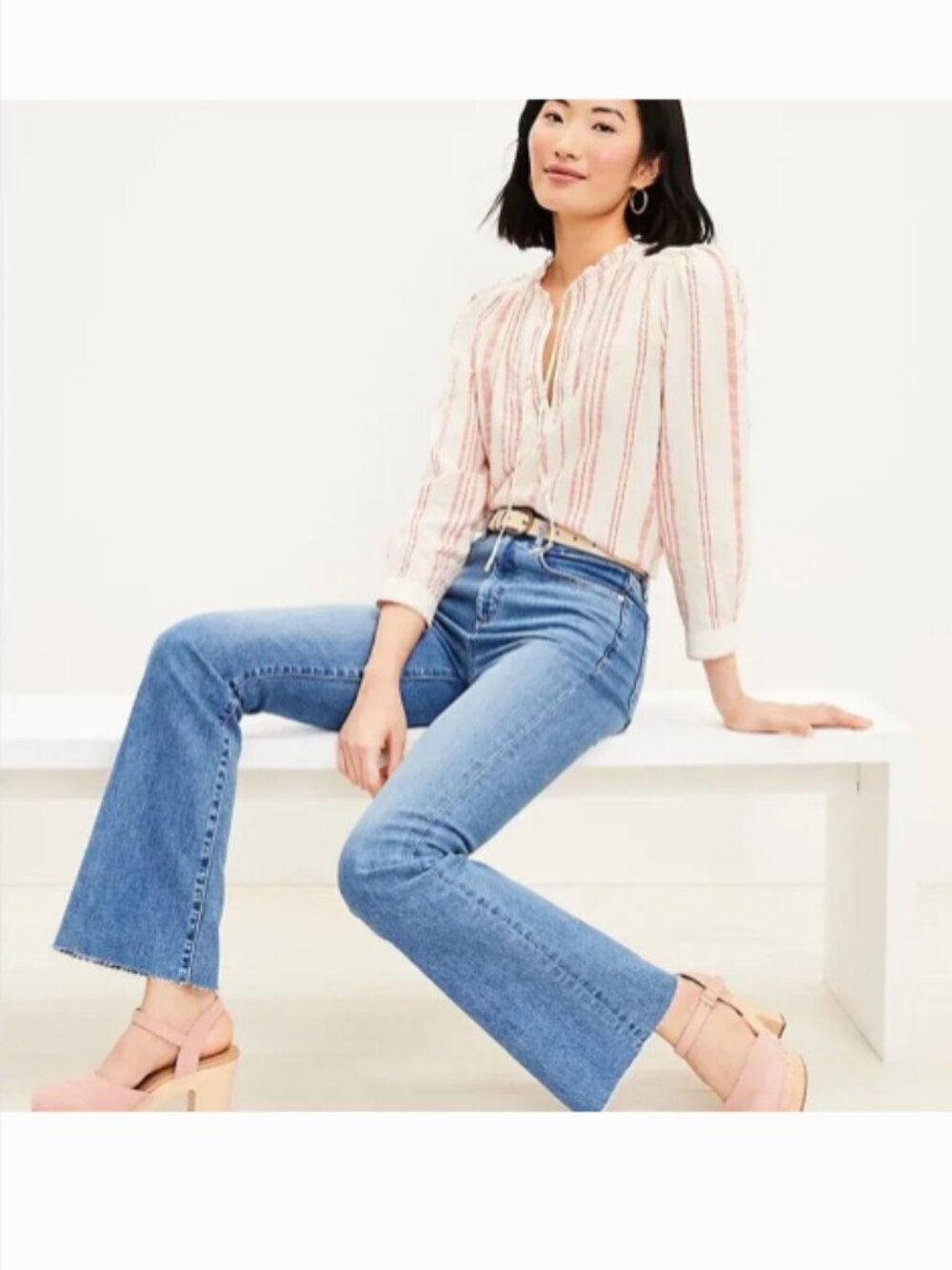 Loft Size 32 /14 High Rise The Slim Flare Blue Jeans - Picture 8 of 8